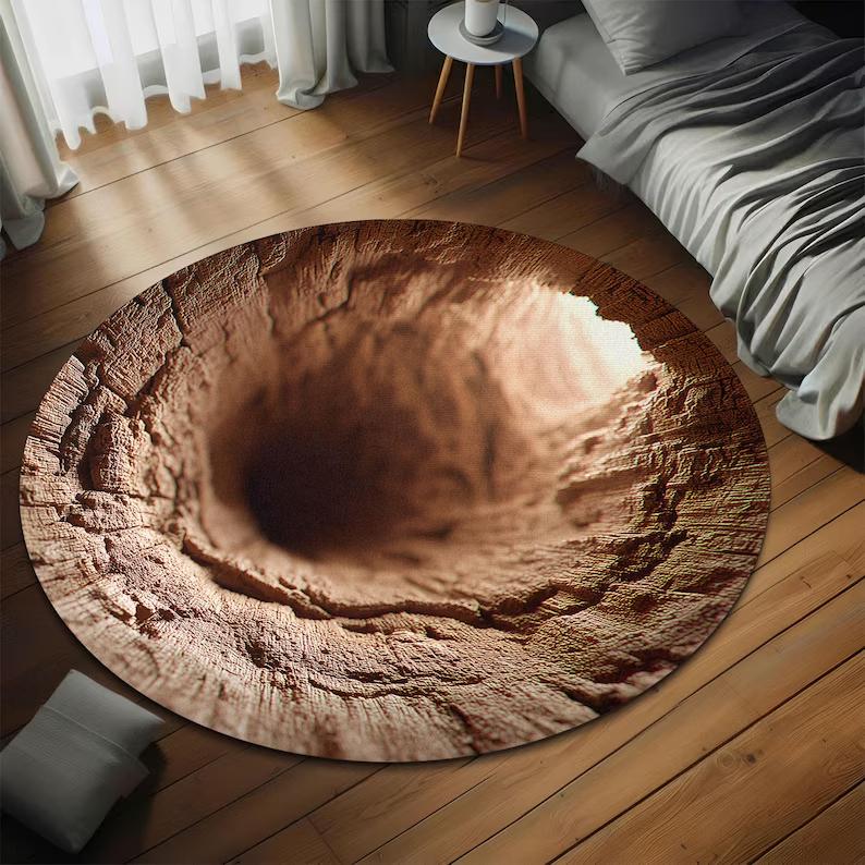 Wholesale Commercial Printing - 3D Mountain Hole Printed Rug Mountain