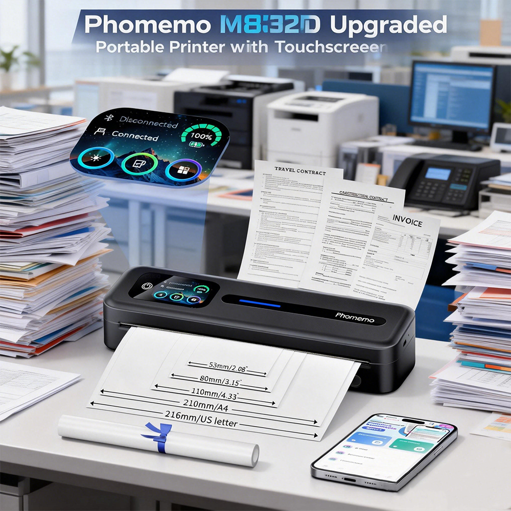 Commercial Photo Printer - Phomemo M832D Touchscreen Portable Printer Thermal