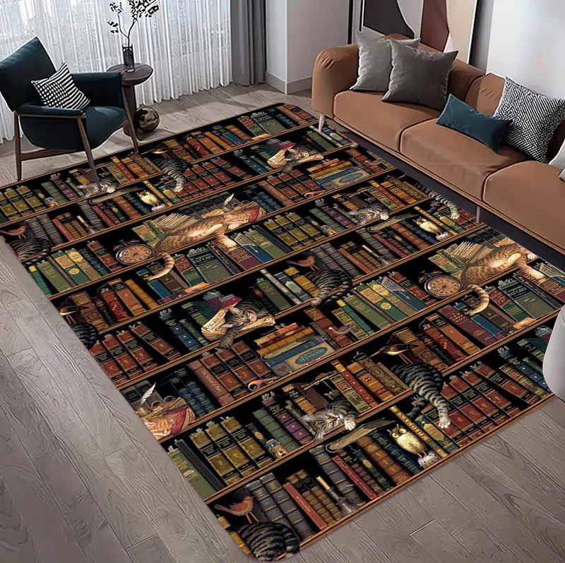 Commercial Printing Books - Vintage Book Print Area Rug, Retro