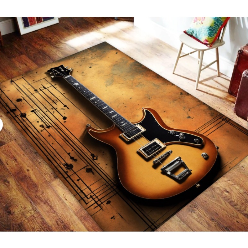 Guitar Print Music Theme Rug M - Commercial Printing Icon avaliação e preço
