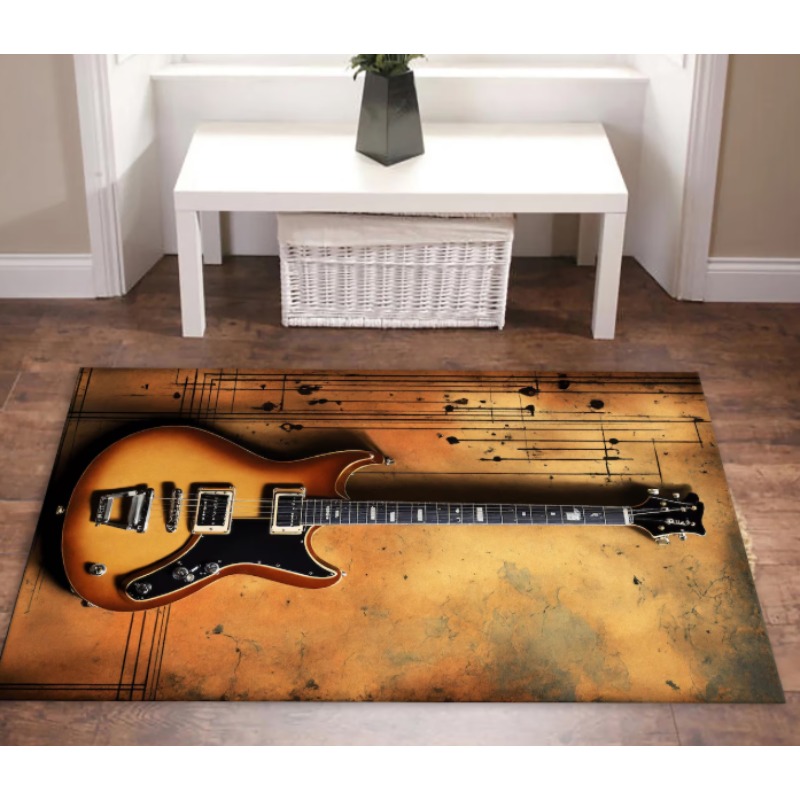 Guitar Print Music Theme Rug M - Commercial Printing Icon avaliação e preço