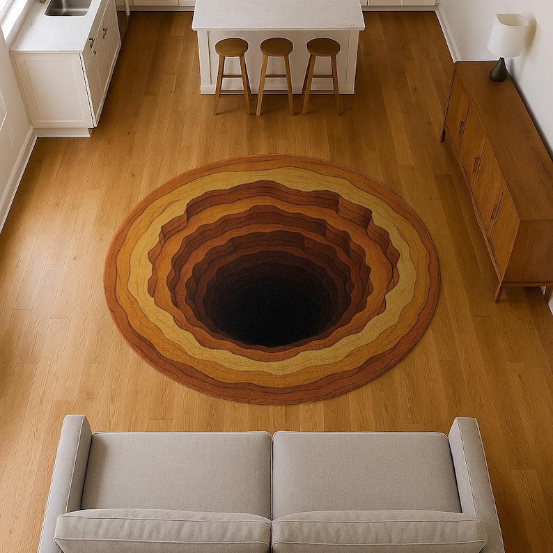3D Mountain Hole Printed Rug M - Wholesale Commercial Printing avaliação e preço