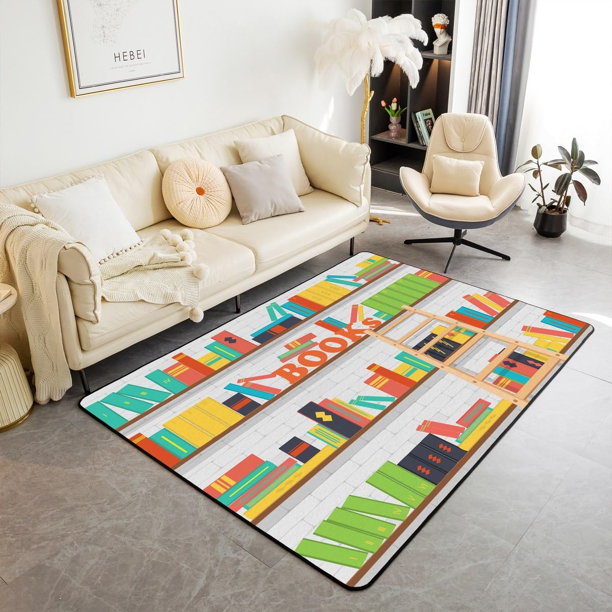 Bookshelf Area Rug for Teen St - Commercial Printing Books avaliação e preço