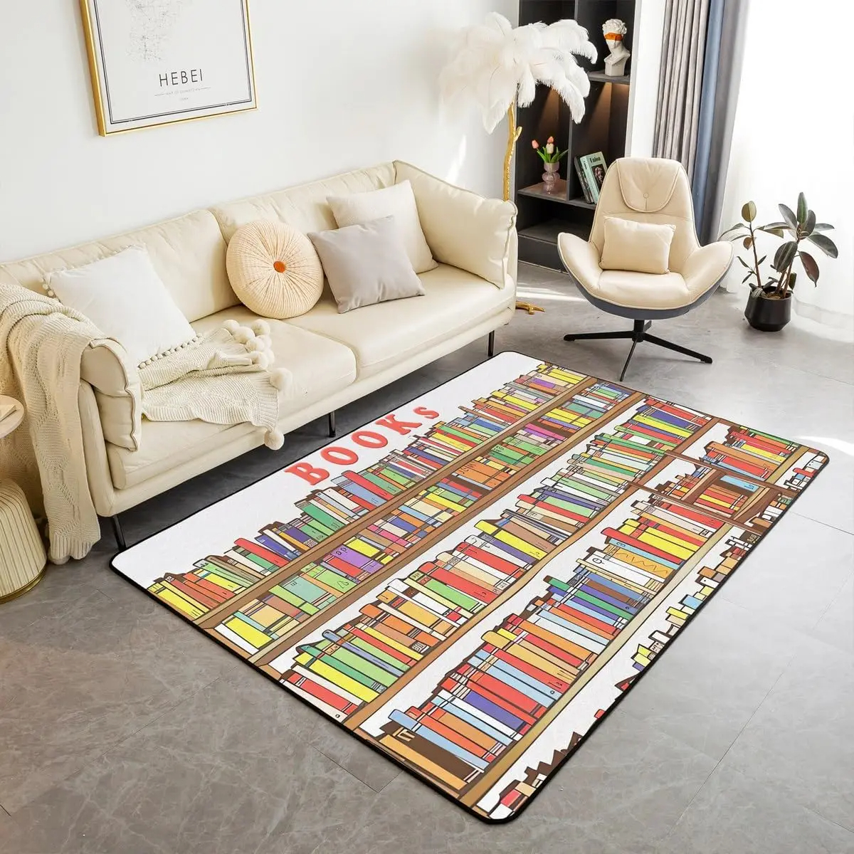 Bookshelf Area Rug for Teen St - Commercial Printing Books avaliação e preço