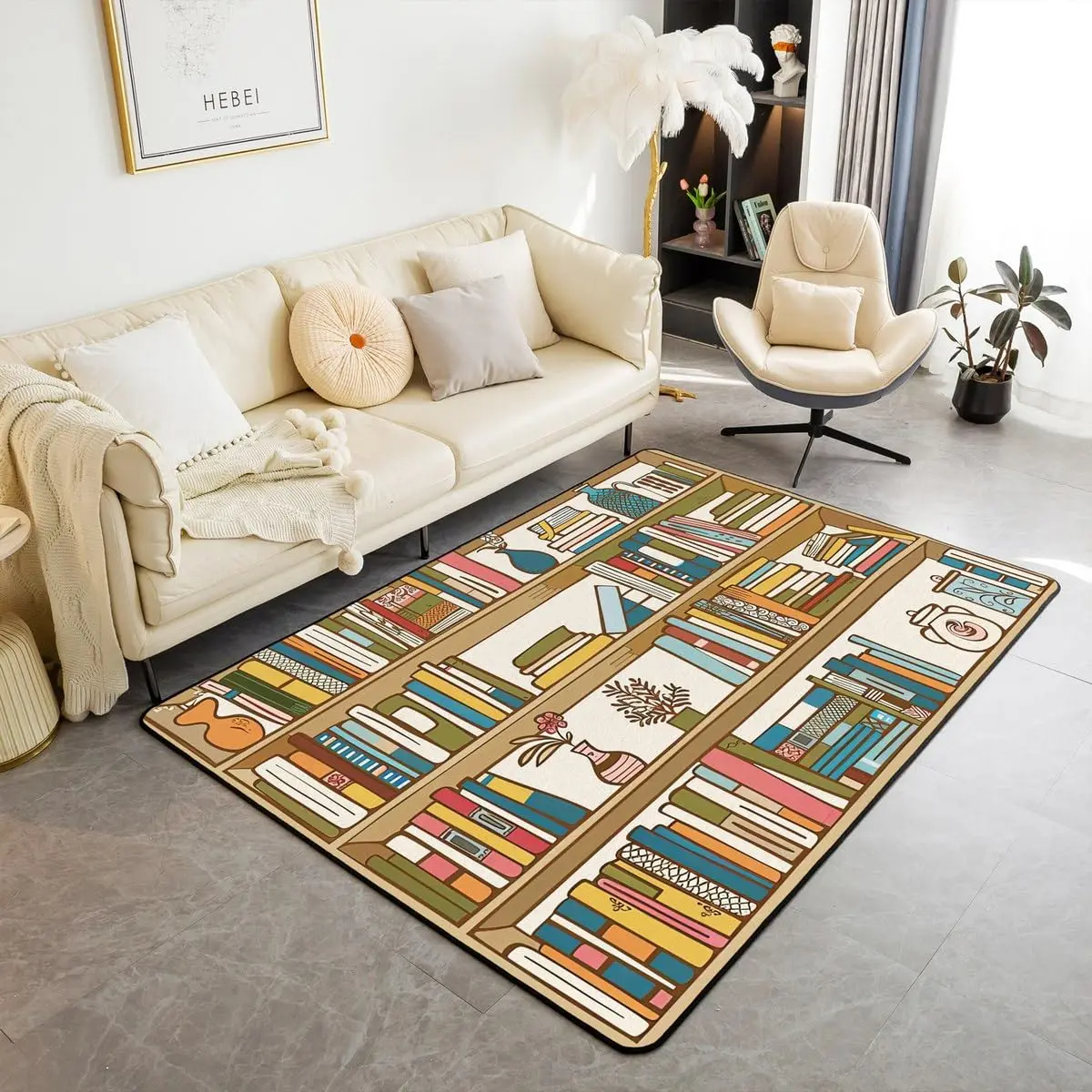 Bookshelf Area Rug for Teen St - Commercial Printing Books avaliação e preço
