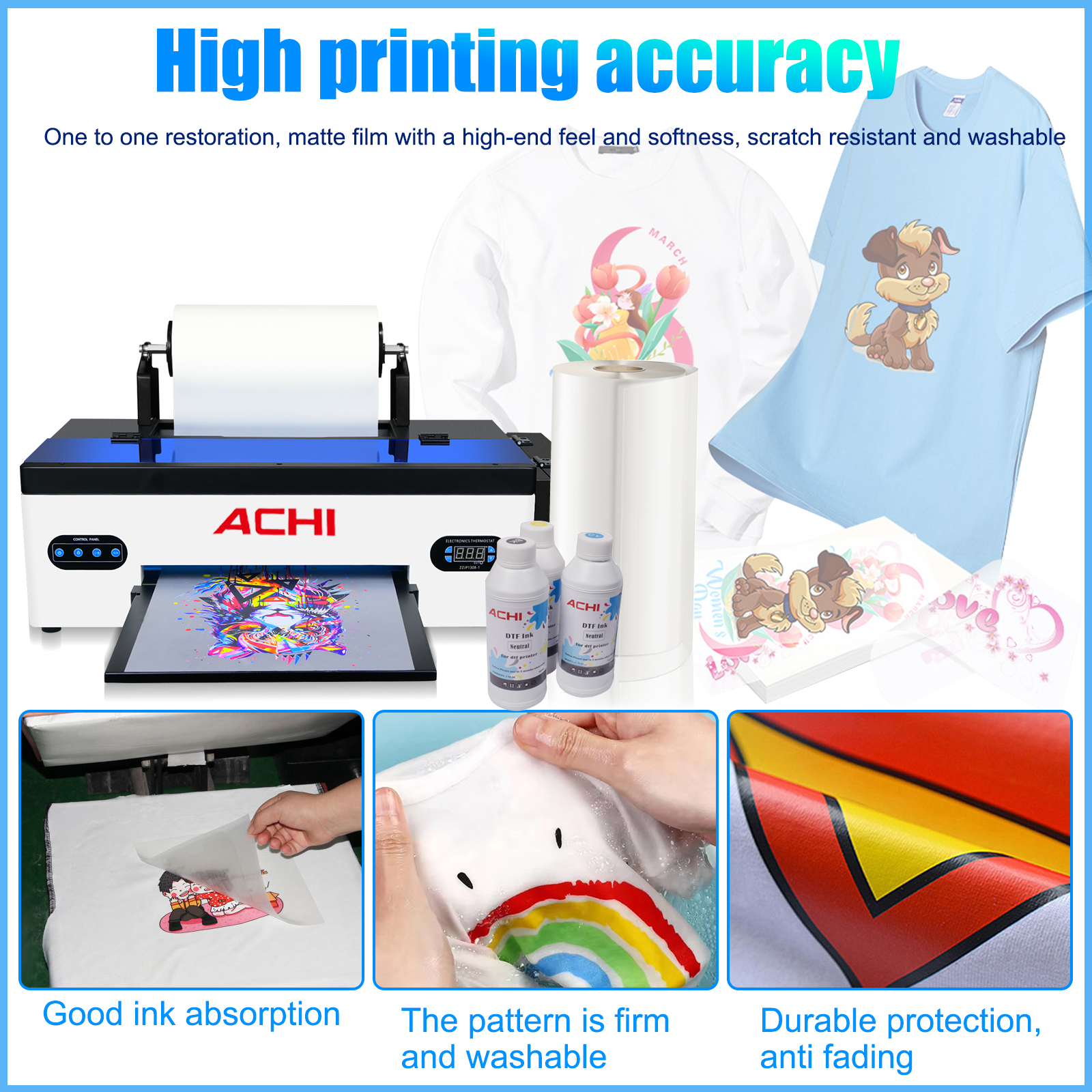 ACHI DTF Transfer Printer A3 D - Commercial Printing Machine For Clothes avaliação e preço